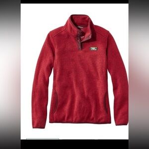 L.L.Bean Women Sweater Fleece Pullover Large Red Outdoor Granola Cabincore Cozy